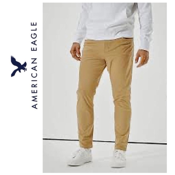 AE Mens Athletic Fit Active Flex Pants Tan 30 x 36 - Picture 1 of 11
